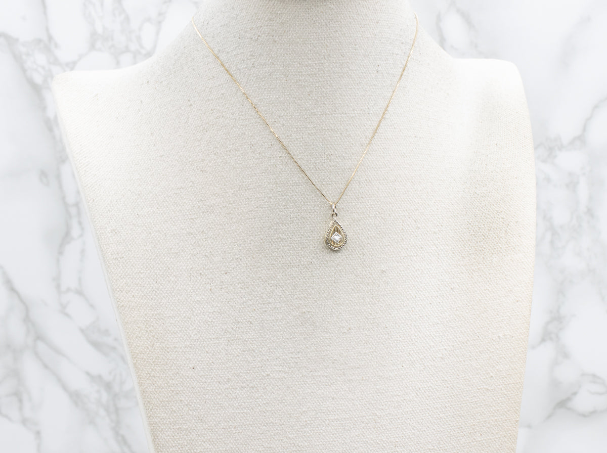 Diamond Vintage Teardrop Stickpin Conversion Pendant