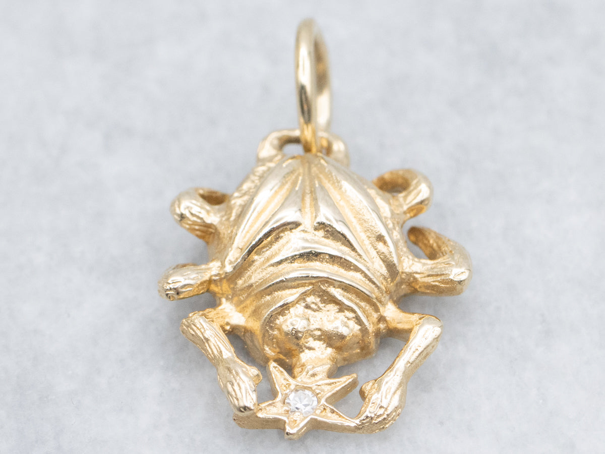 Yellow Gold Scarab Beetle Diamond Pendant