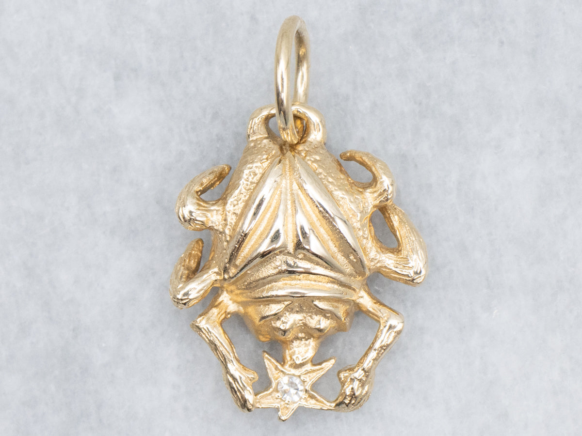 Yellow Gold Scarab Beetle Diamond Pendant