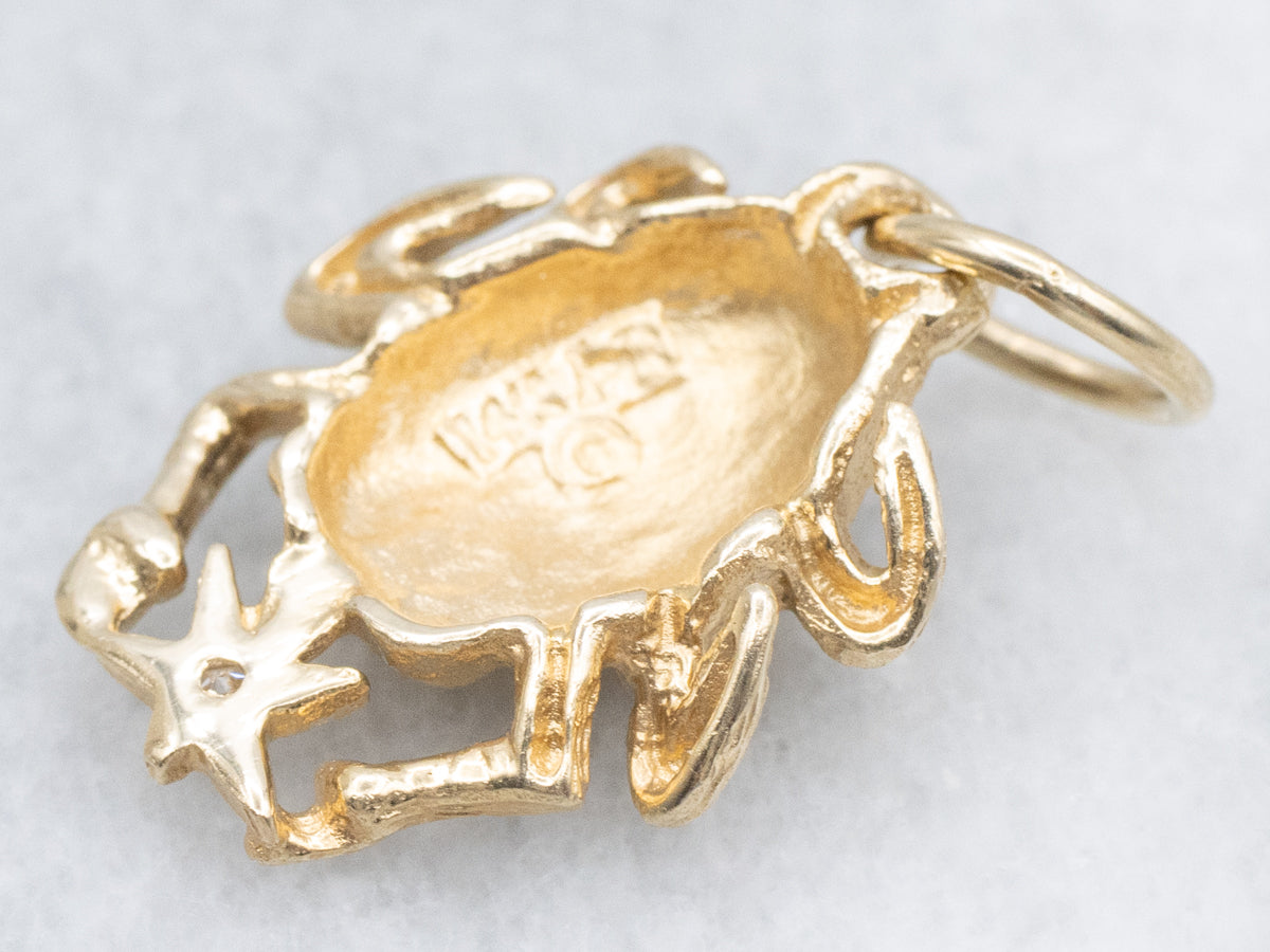 Yellow Gold Scarab Beetle Diamond Pendant