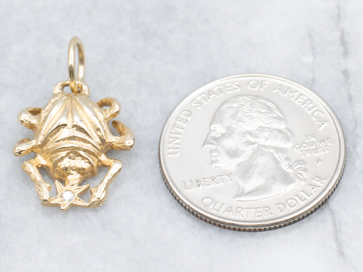Yellow Gold Scarab Beetle Diamond Pendant