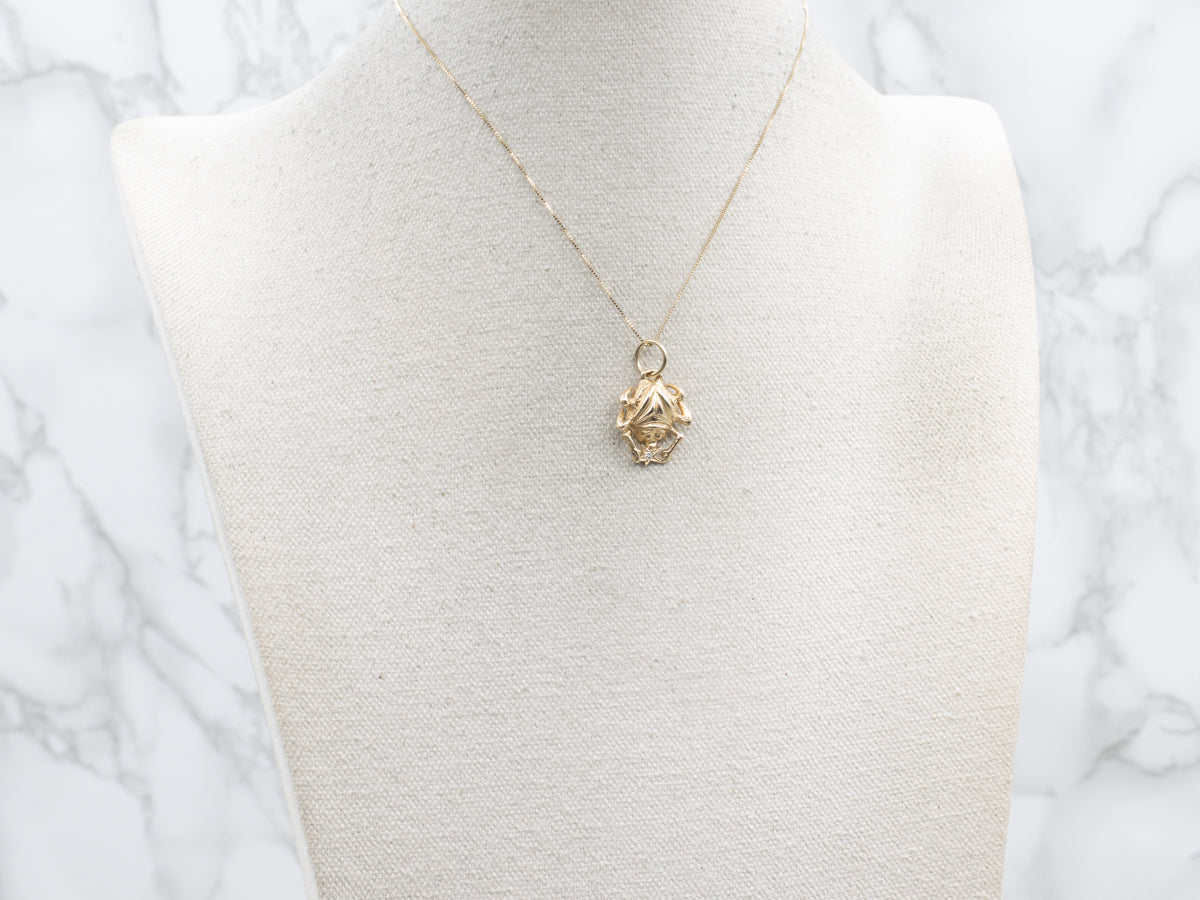 Yellow Gold Scarab Beetle Diamond Pendant