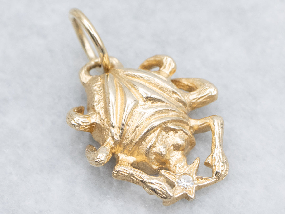 Yellow Gold Scarab Beetle Diamond Pendant