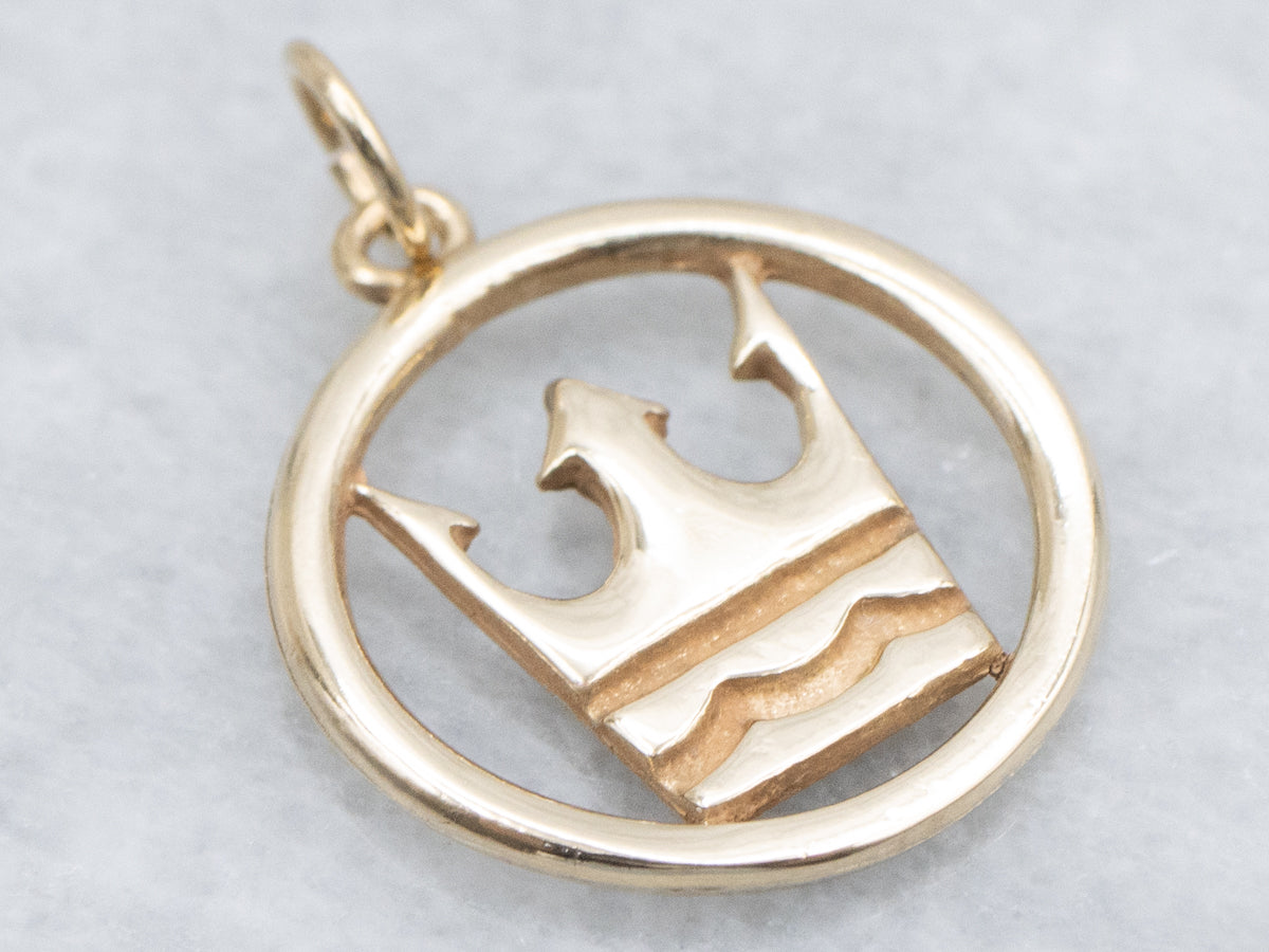 Vintage Gold Danish Warmblood Horse Charm Pendant