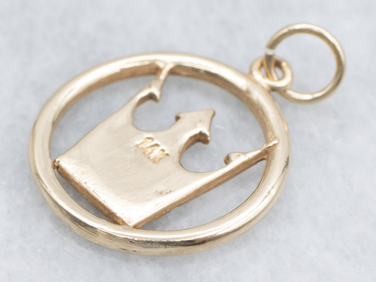 Vintage Gold Danish Warmblood Horse Charm Pendant