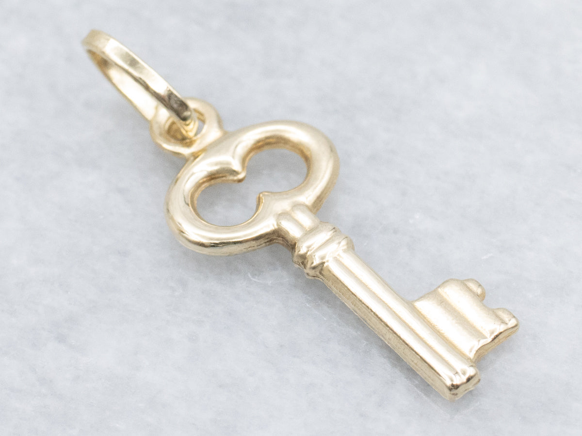 Vintage Gold Skeleton Key Charm Pendant