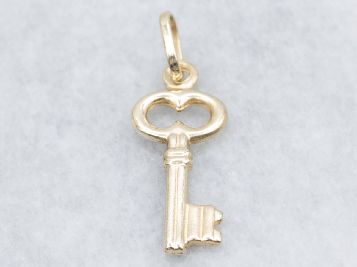 Vintage Gold Skeleton Key Charm Pendant