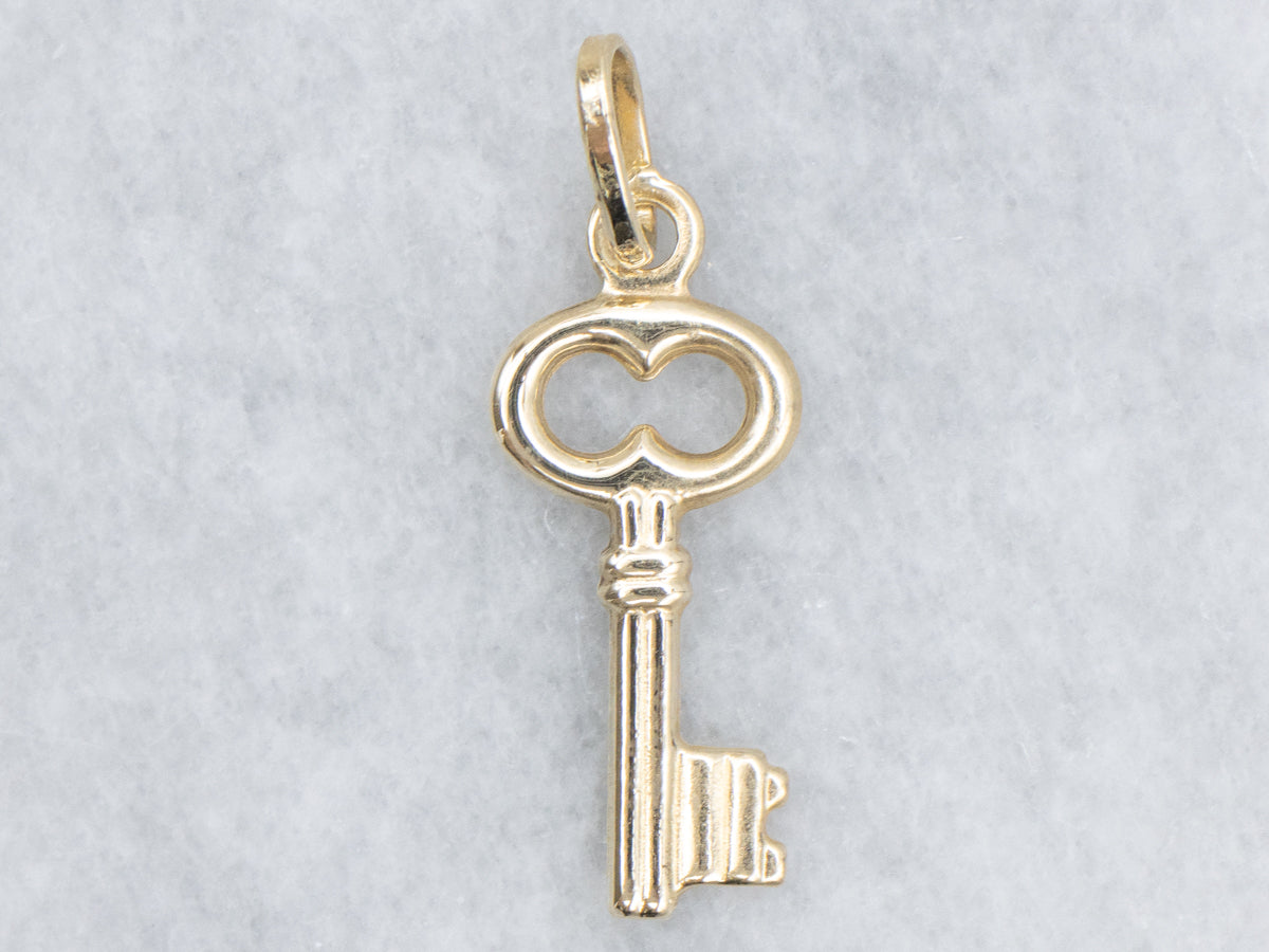Vintage Gold Skeleton Key Charm Pendant