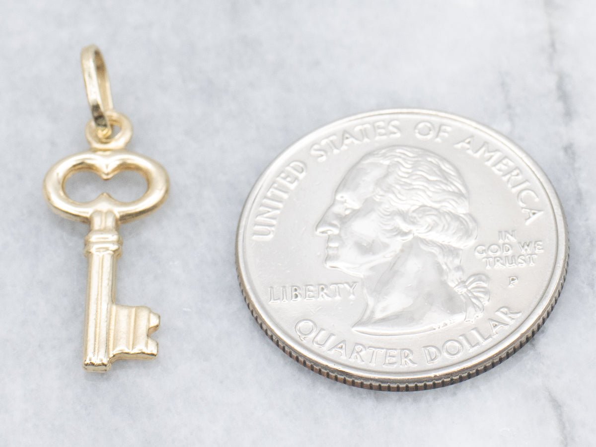 Vintage Gold Skeleton Key Charm Pendant