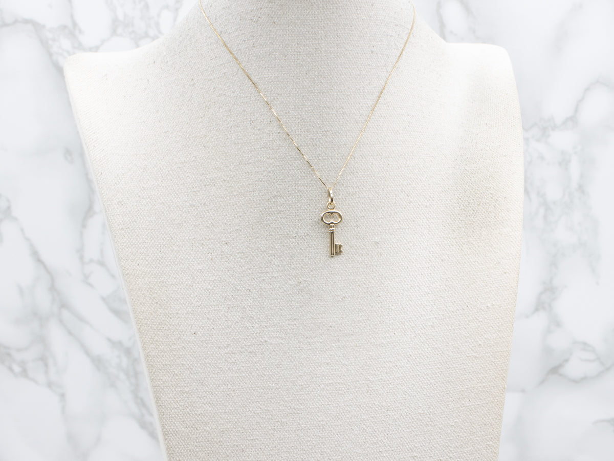 Vintage Gold Skeleton Key Charm Pendant