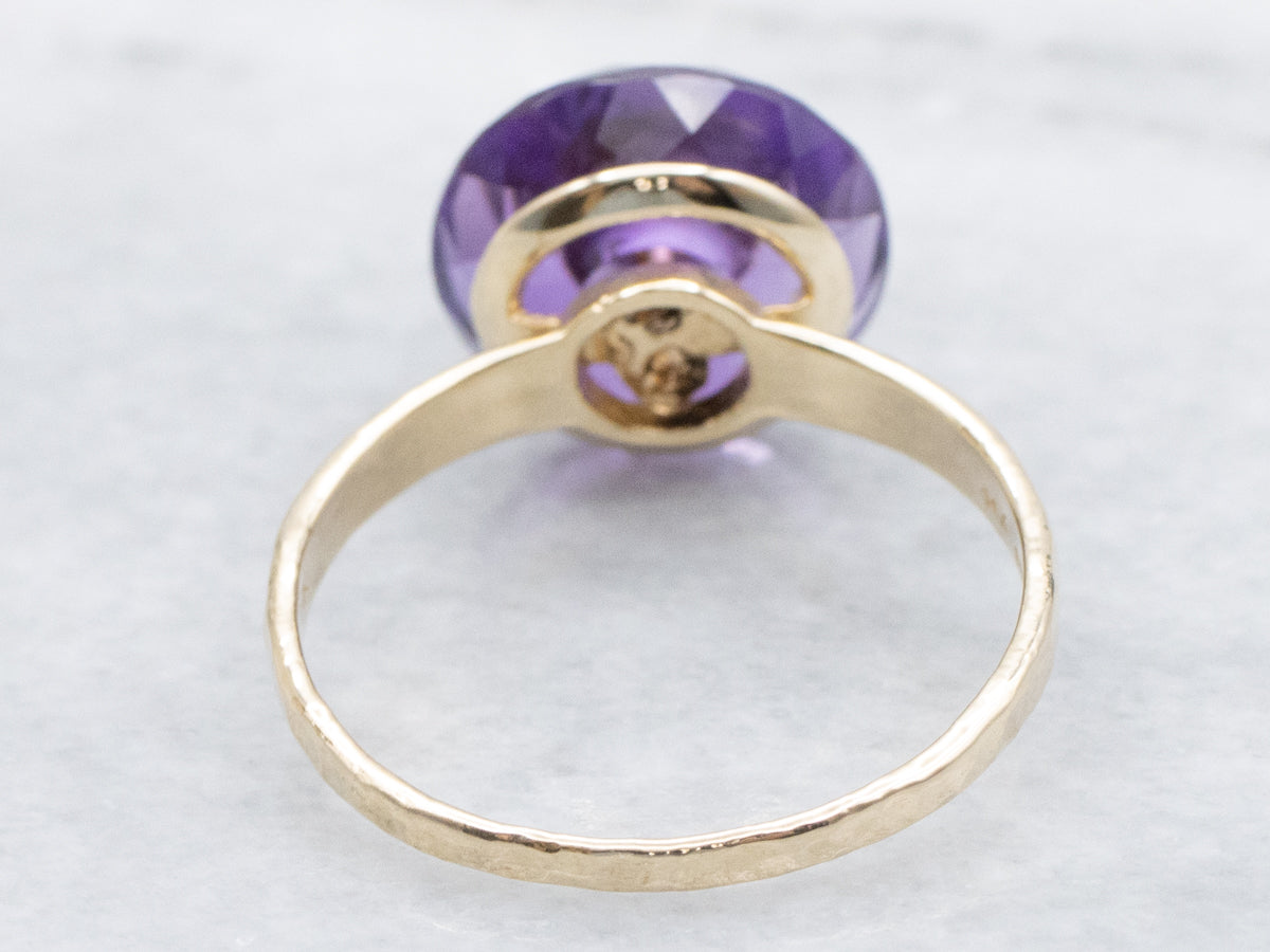 Vintage Faceted Amethyst and Diamond Ring
