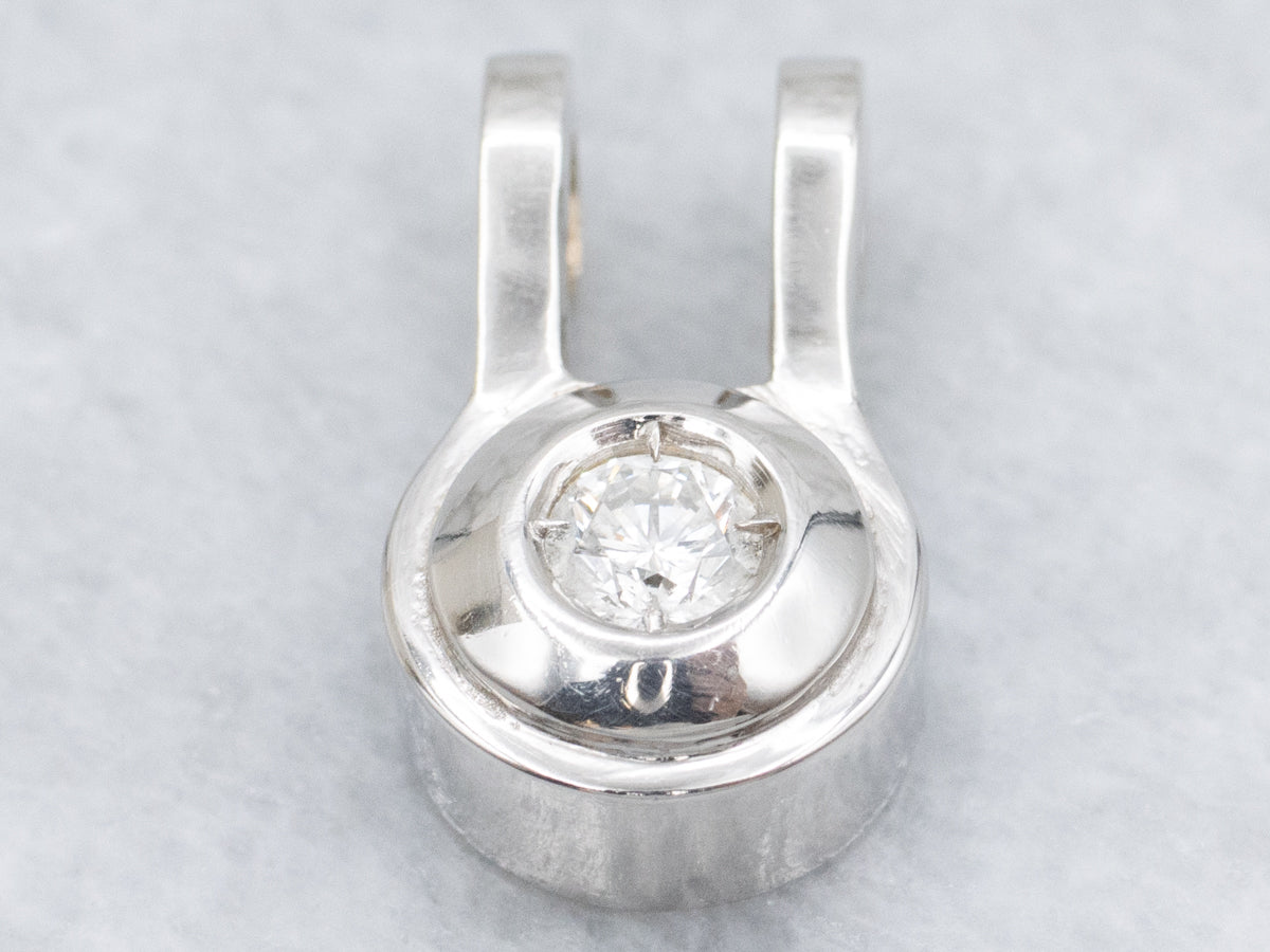 White Gold Bezel-Set Diamond Solitaire Pendant