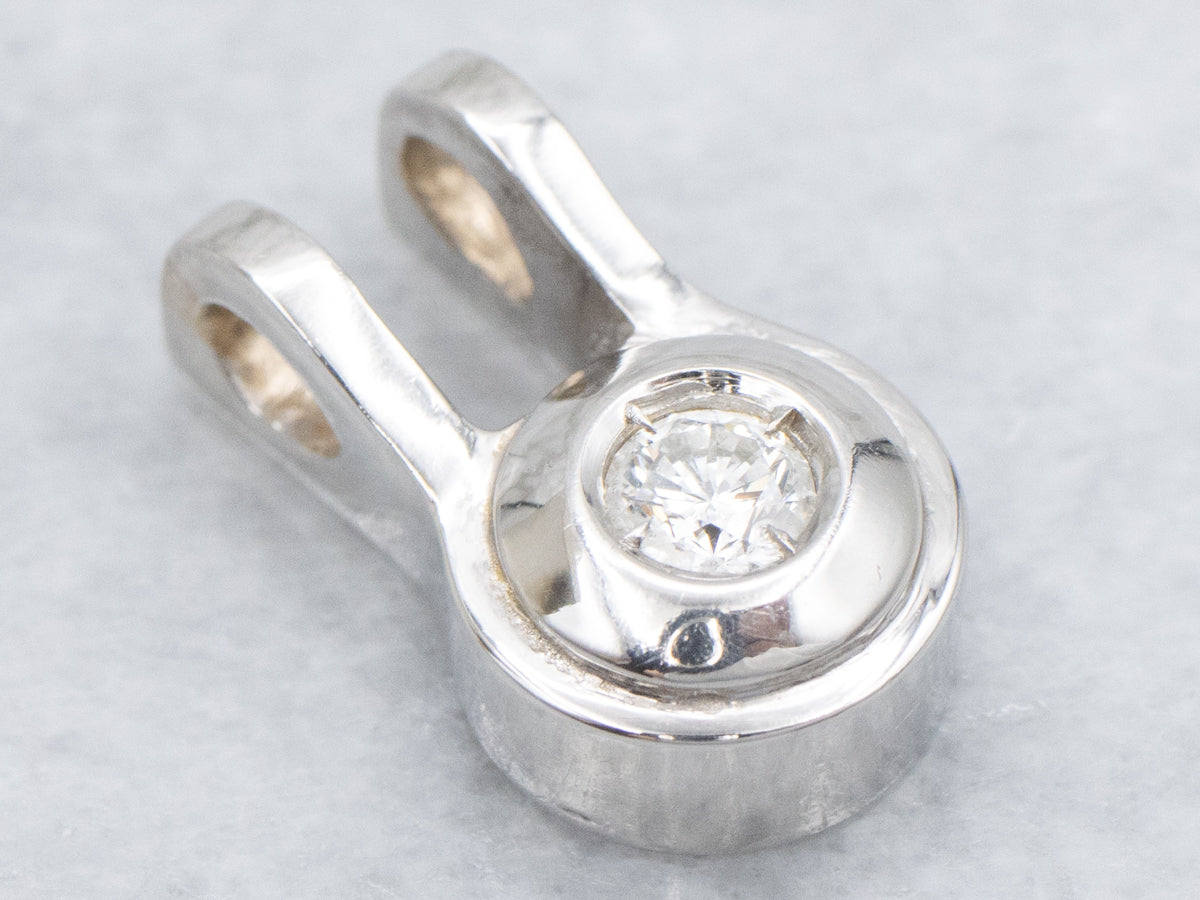White Gold Bezel-Set Diamond Solitaire Pendant