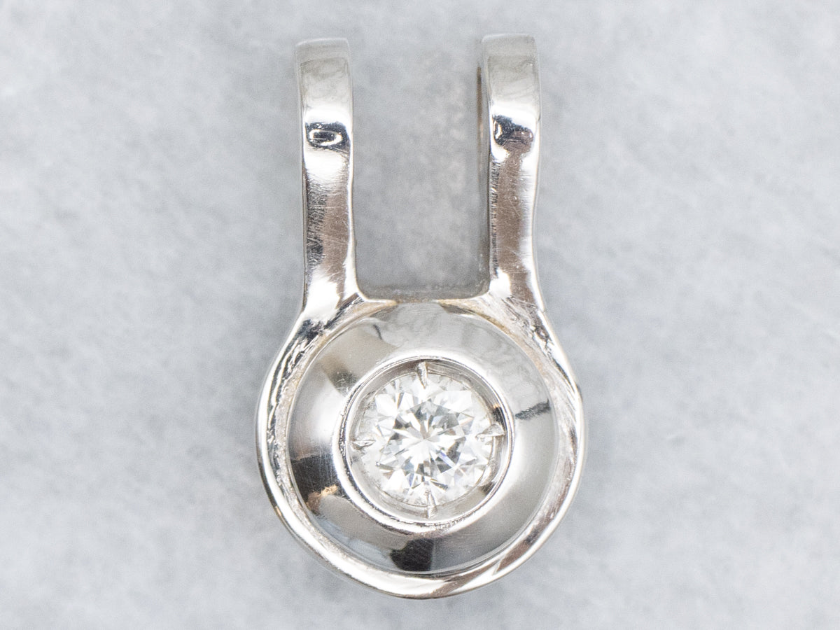White Gold Bezel-Set Diamond Solitaire Pendant