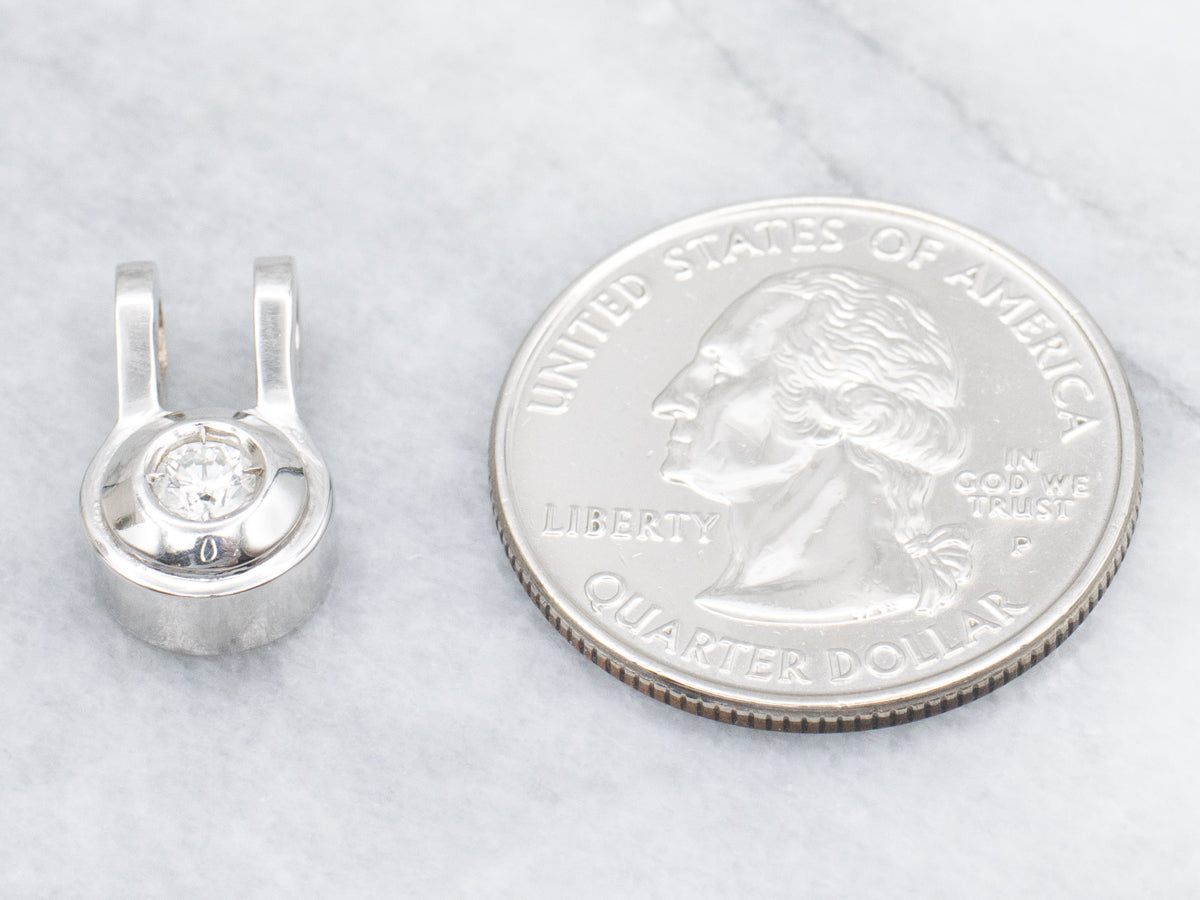 White Gold Bezel-Set Diamond Solitaire Pendant