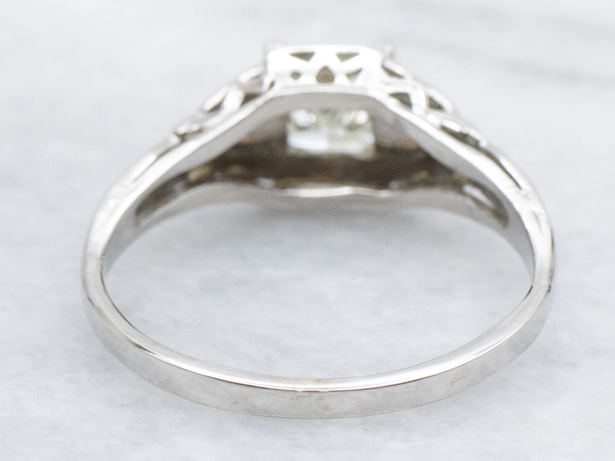 GIA-Certified Princess Cut Diamond Twisted Gold Solitaire Engagement Ring