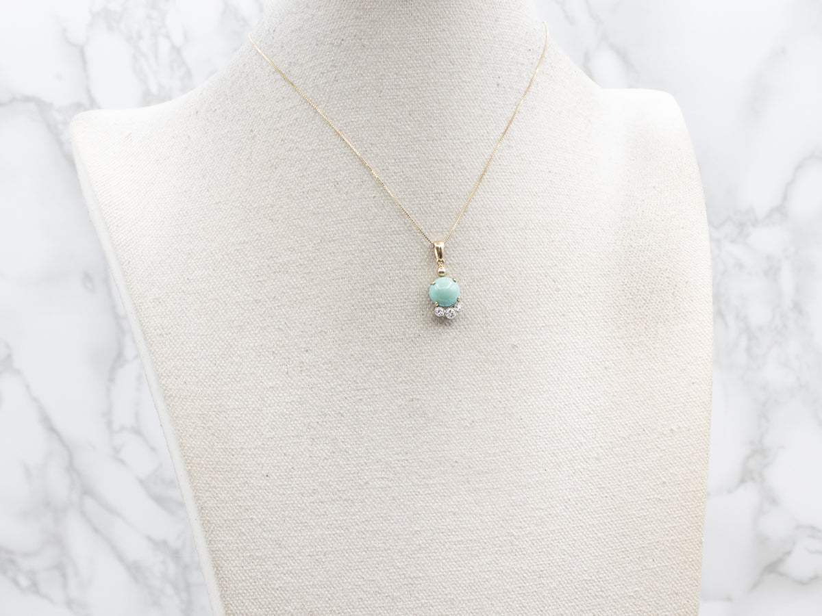 Mix-Era Turquoise and Old Mine Cut Diamond Pendant