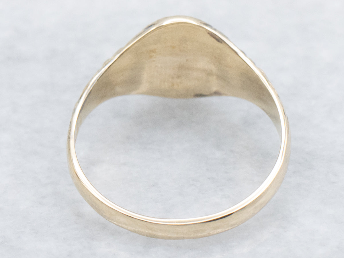 Old Dealer Stock Yellow Gold Plain Floral Signet Ring