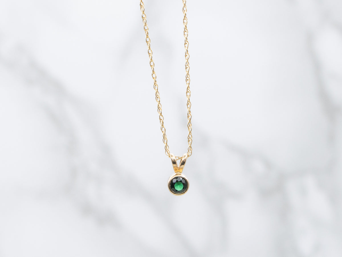 Bezel-Set Chrome Tourmaline Pendant Necklace