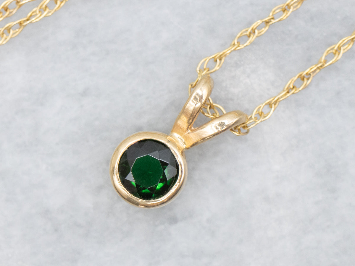 Bezel-Set Chrome Tourmaline Pendant Necklace