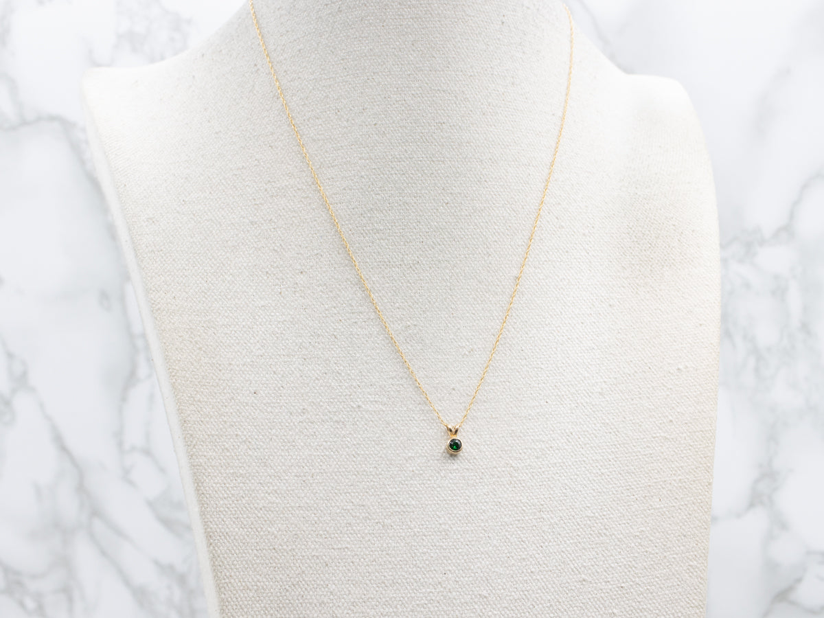 Bezel-Set Chrome Tourmaline Pendant Necklace