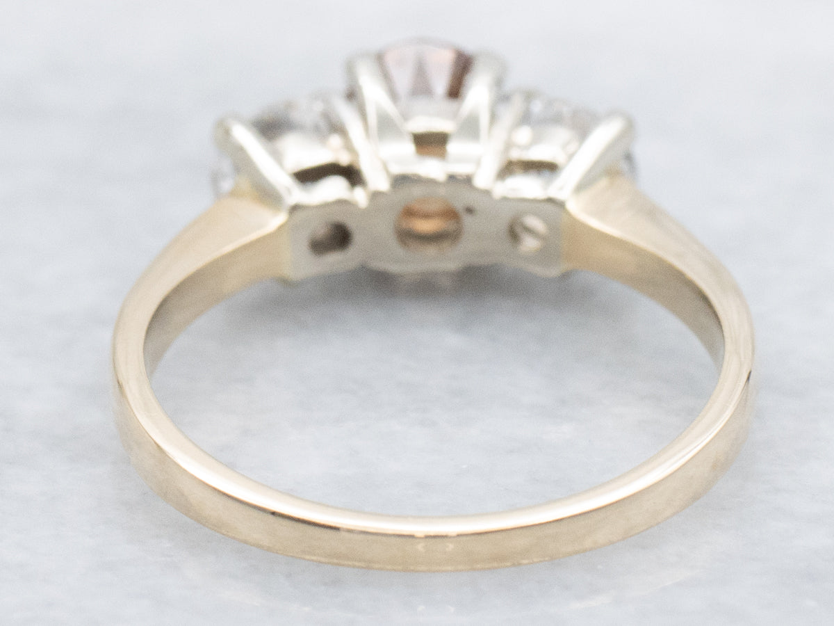 Andradite Garnet and Diamond Two Tone Ring