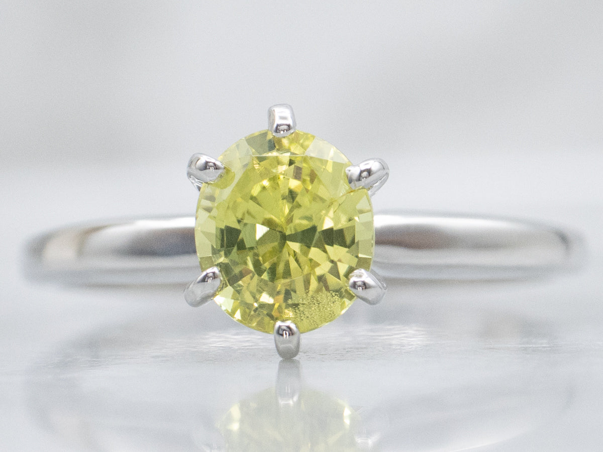 Platinum Oval-Cut Chrysoberyl Solitaire Ring