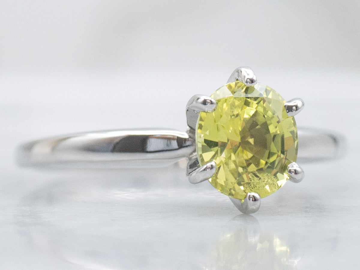 Platinum Oval-Cut Chrysoberyl Solitaire Ring