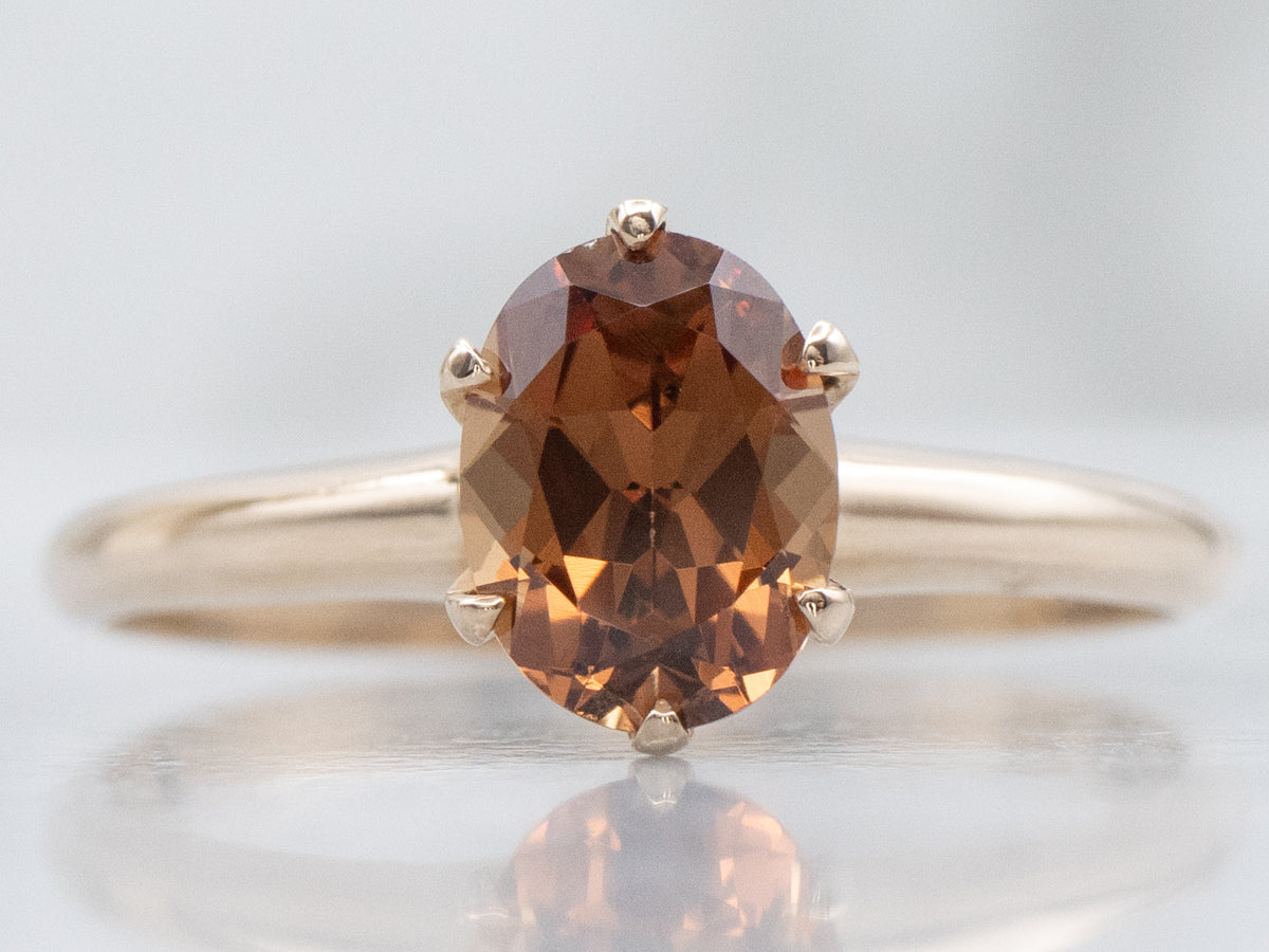 Six-Prong Ostby and Barton Andradite Garnet Solitaire Ring