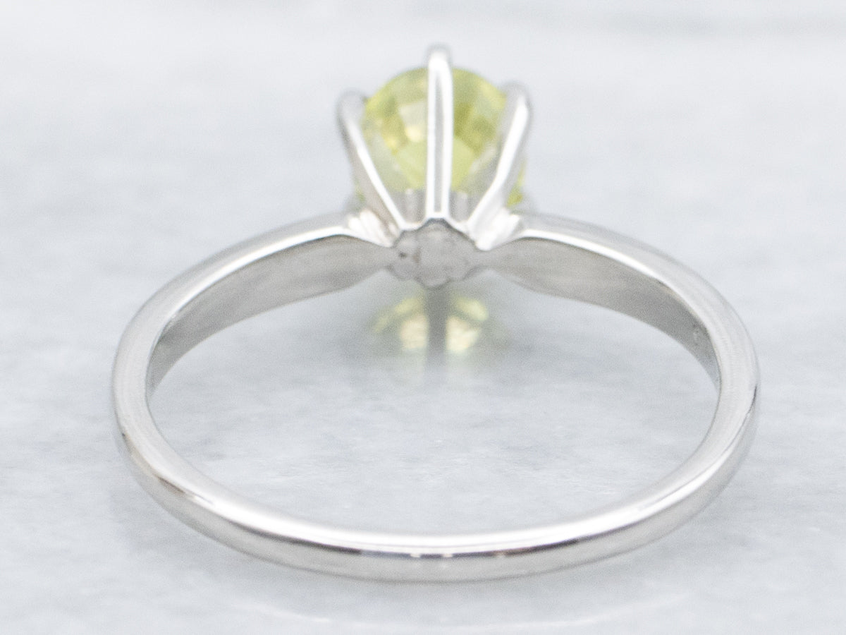 Platinum Oval-Cut Chrysoberyl Solitaire Ring