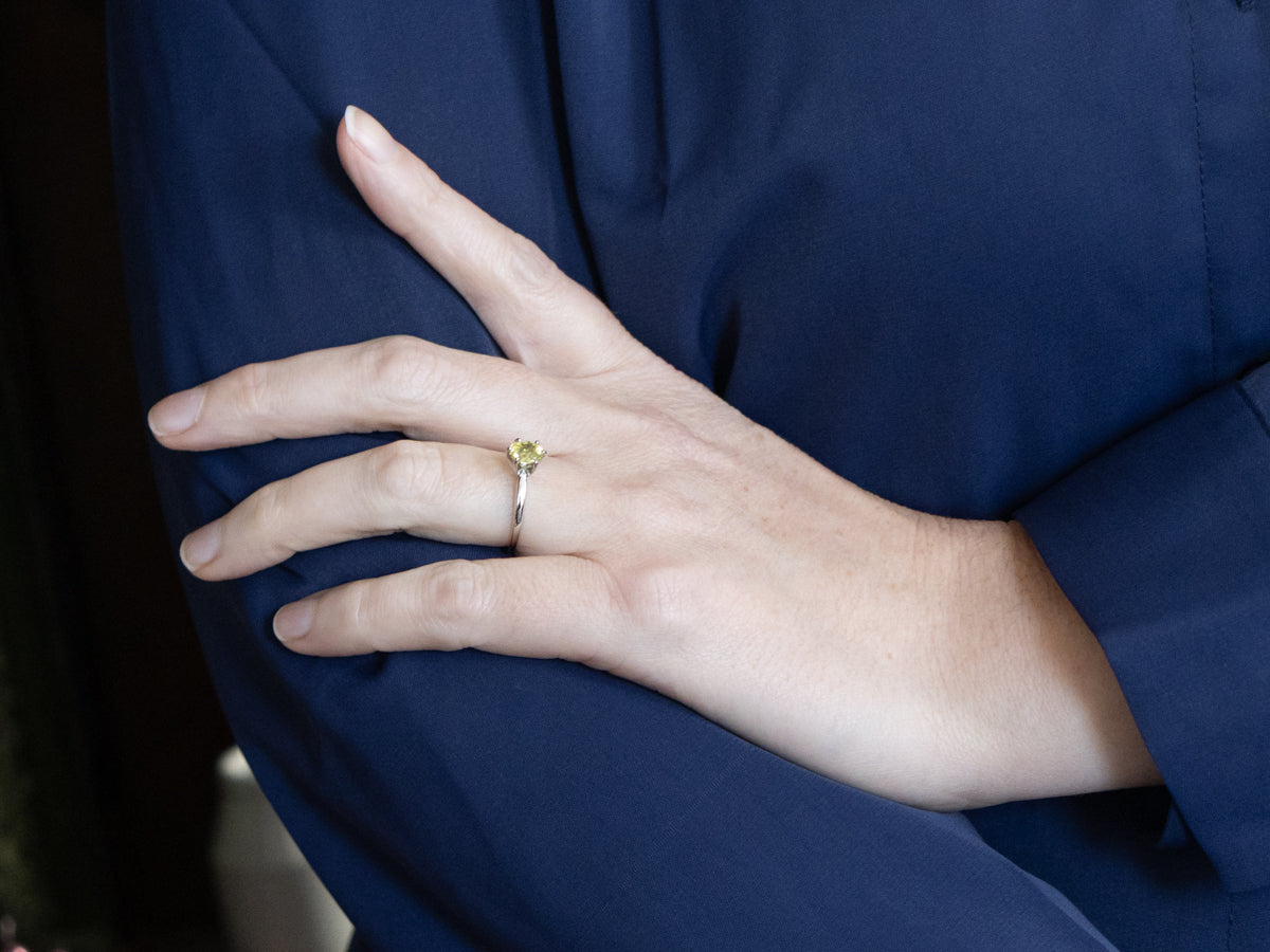 Platinum Oval-Cut Chrysoberyl Solitaire Ring