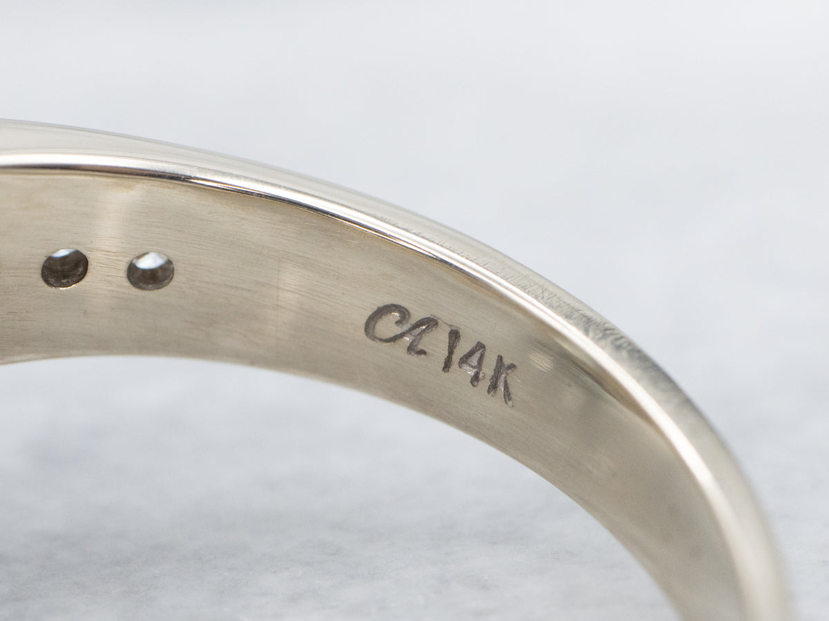 Blue Topaz and Diamond White Gold Cocktail Ring
