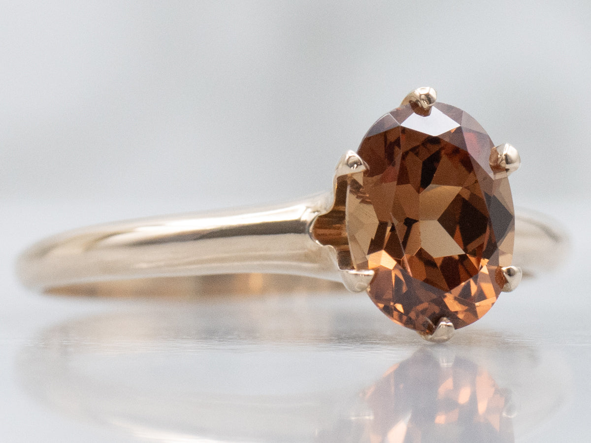 Six-Prong Ostby and Barton Andradite Garnet Solitaire Ring