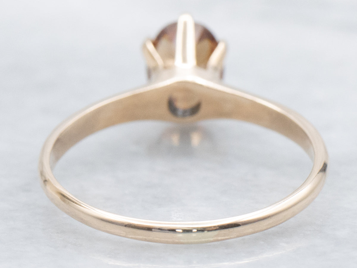 Six-Prong Ostby and Barton Andradite Garnet Solitaire Ring