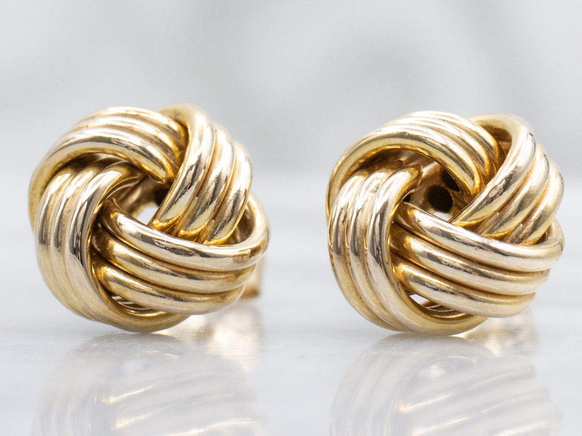 Yellow Gold Lovers Knot Stud Earrings