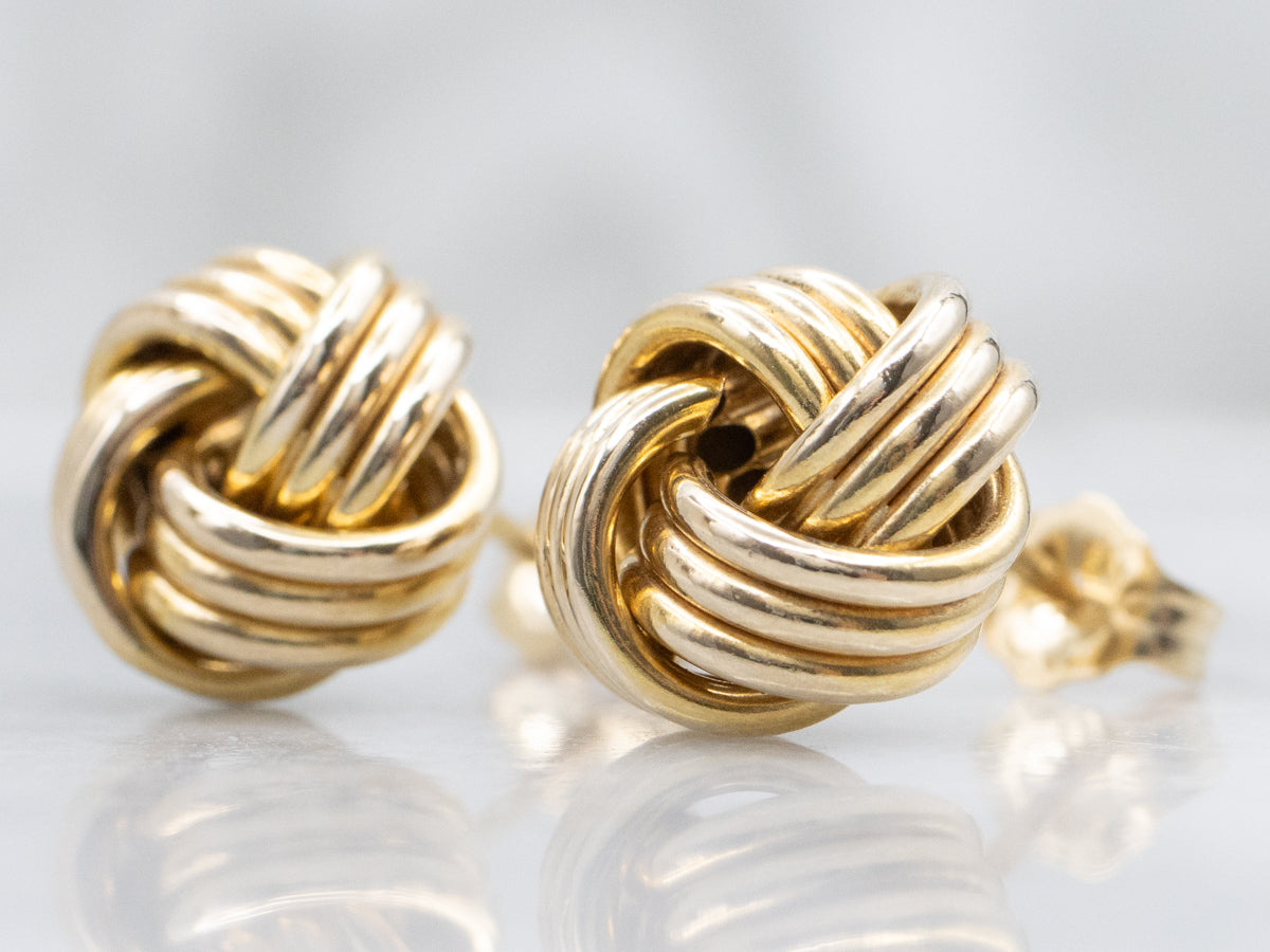 Yellow Gold Lovers Knot Stud Earrings