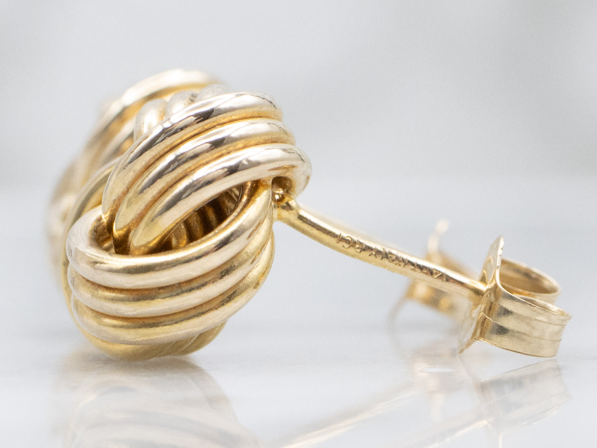 Yellow Gold Lovers Knot Stud Earrings
