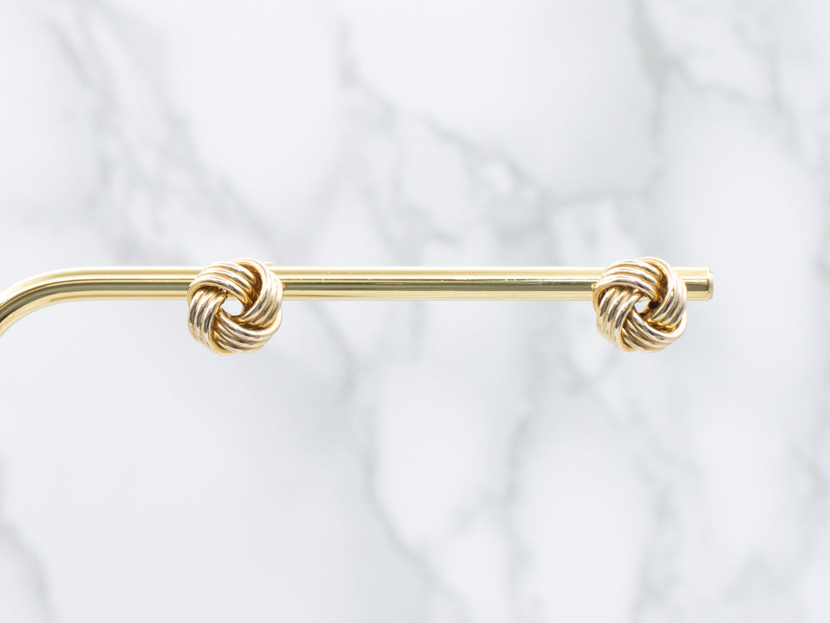 Yellow Gold Lovers Knot Stud Earrings