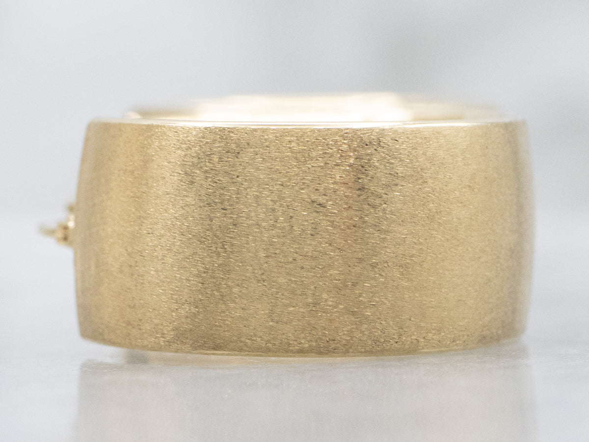 Wide Textured Yellow Gold Hoop Earrings
