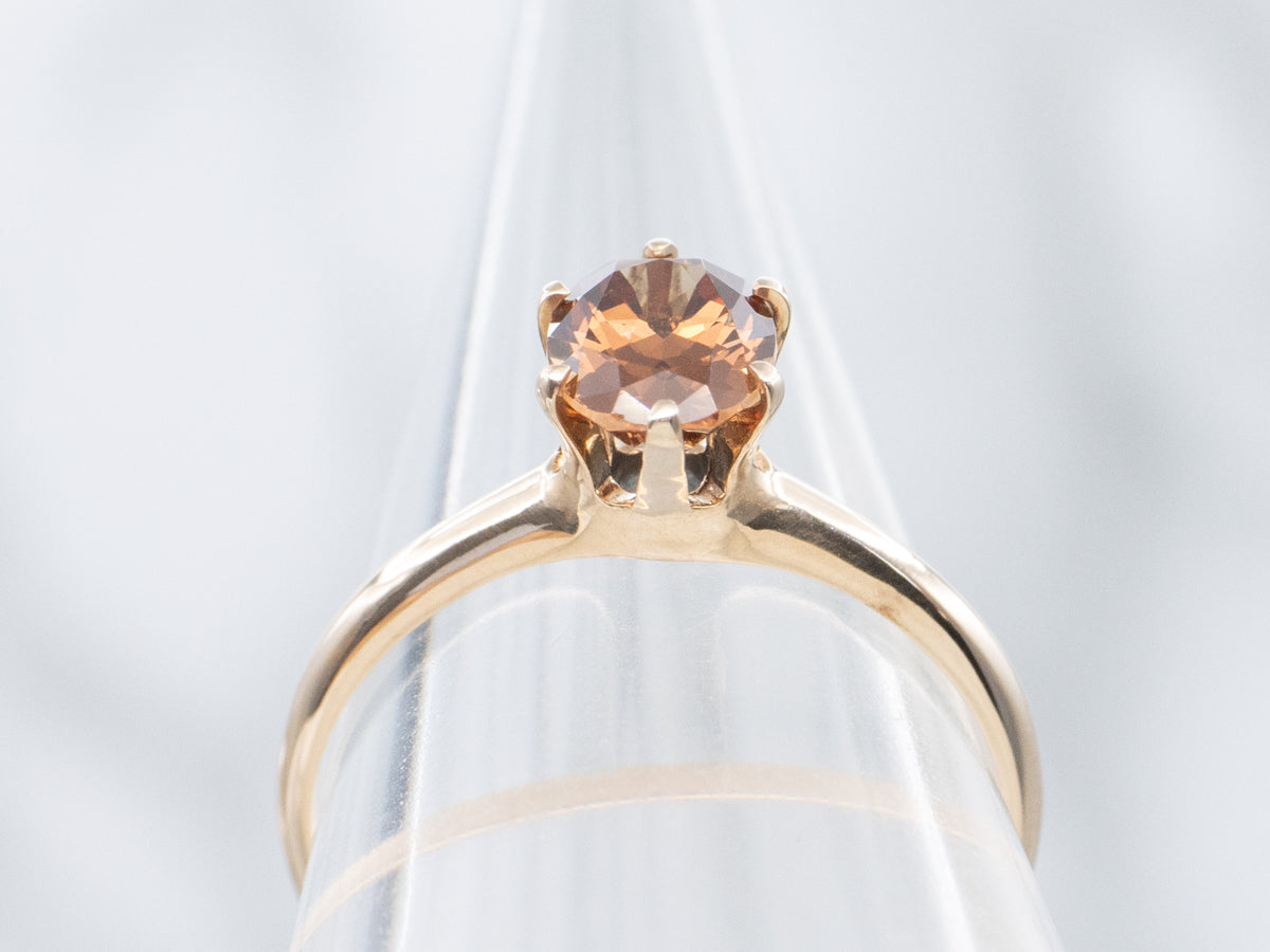 Six-Prong Ostby and Barton Andradite Garnet Solitaire Ring
