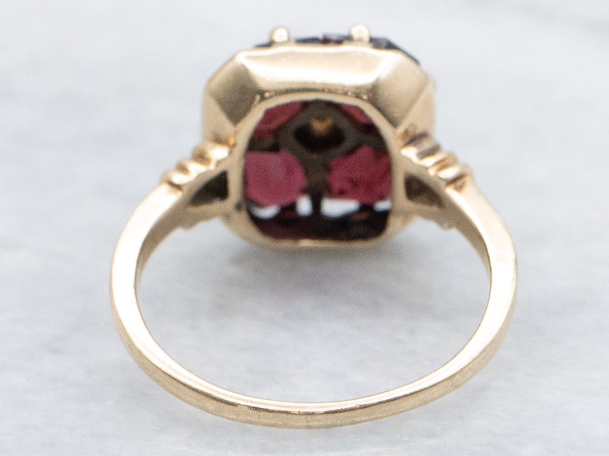 Antique Garnet and Diamond Accent Cluster Ring