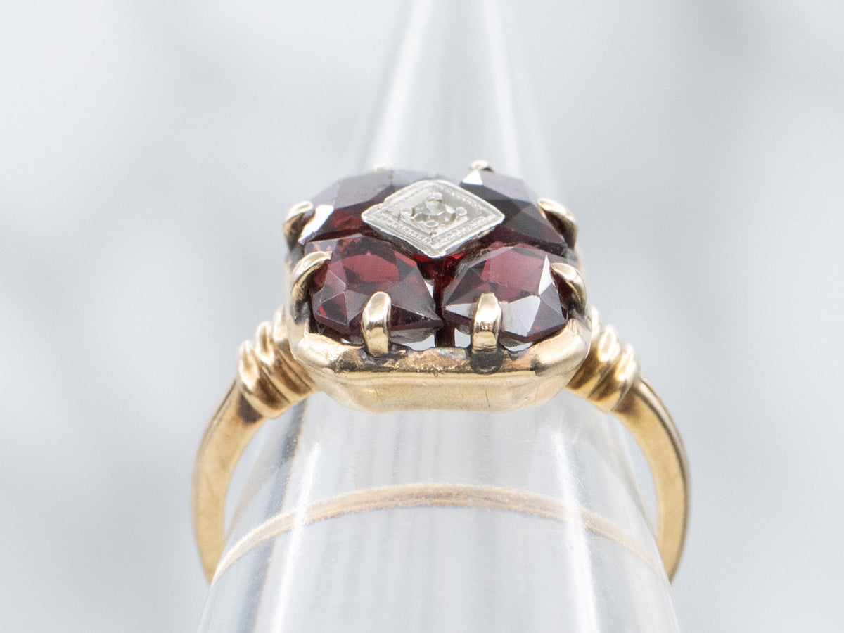 Antique Garnet and Diamond Accent Cluster Ring
