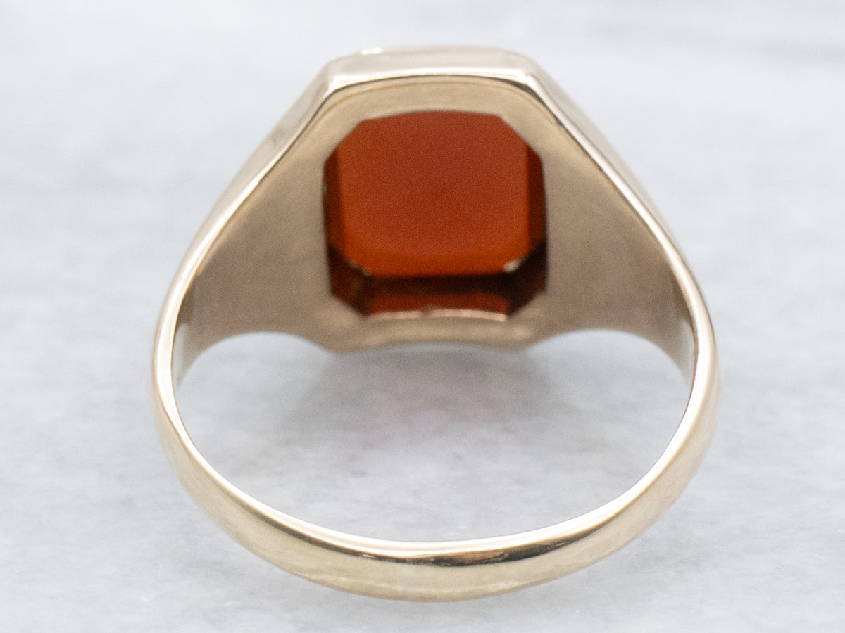 Vintage Carnelian Yellow Gold Unisex Ring
