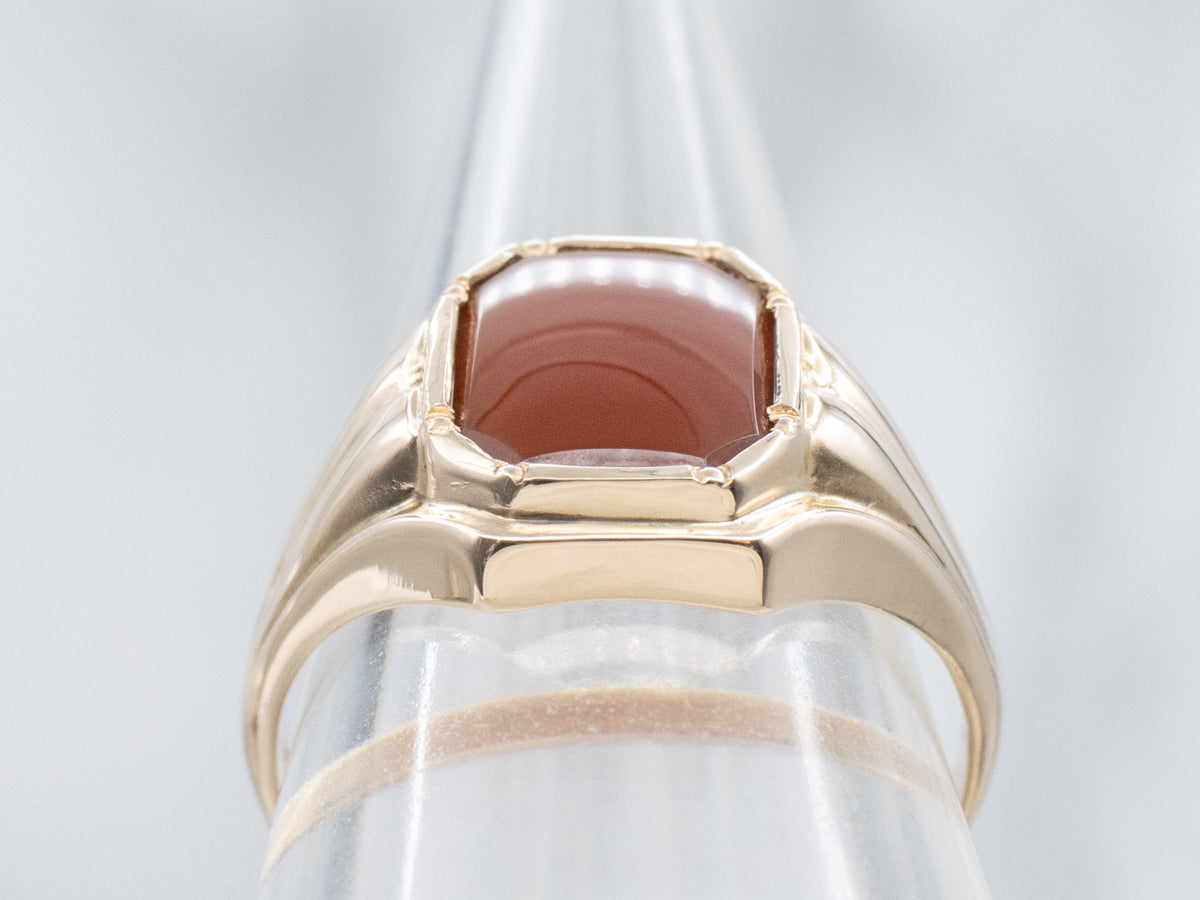 Vintage Carnelian Yellow Gold Unisex Ring