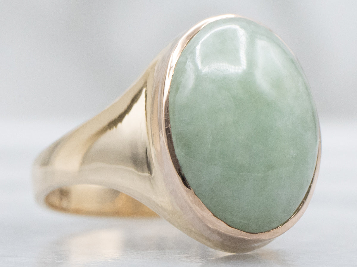Bezel-Set Apple Green Jadeite Solitaire Ring