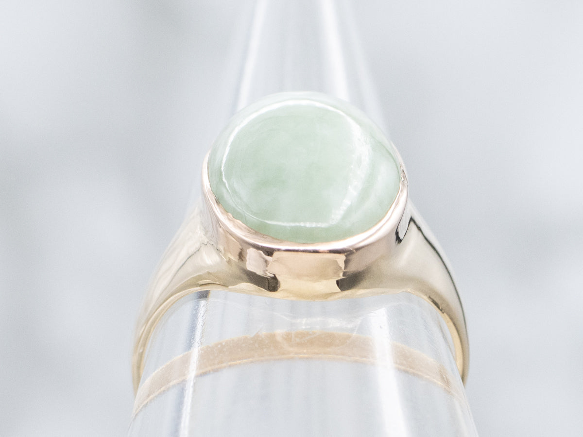 Bezel-Set Apple Green Jadeite Solitaire Ring