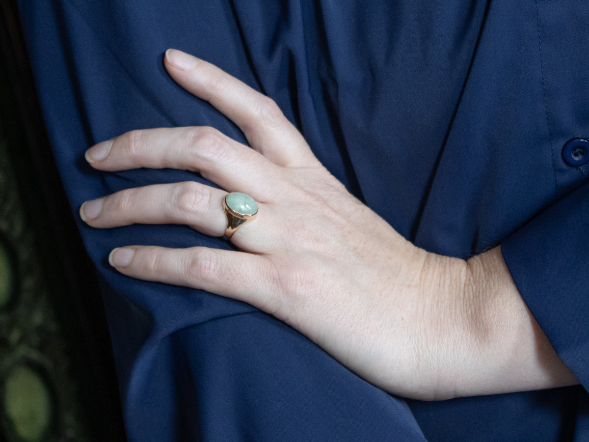 Bezel-Set Apple Green Jadeite Solitaire Ring