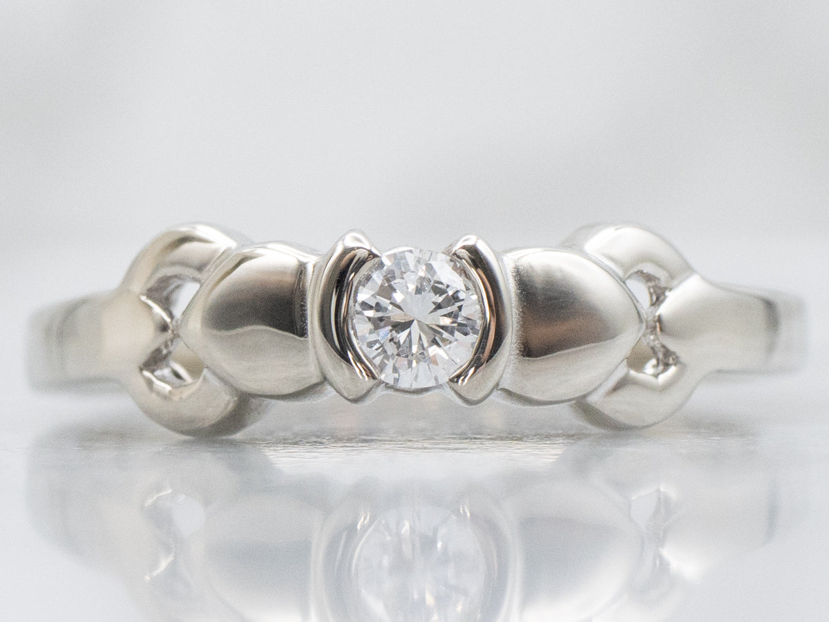 Vintage Gold Half Bezel-Set Diamond Solitaire Ring