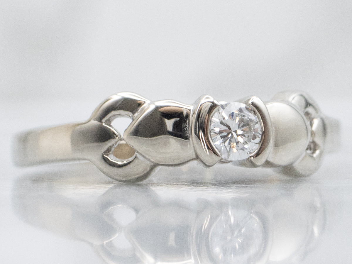 Vintage Gold Half Bezel-Set Diamond Solitaire Ring
