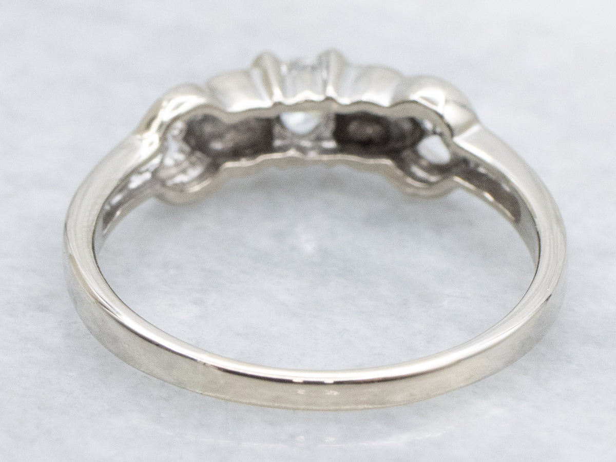 Vintage Gold Half Bezel-Set Diamond Solitaire Ring